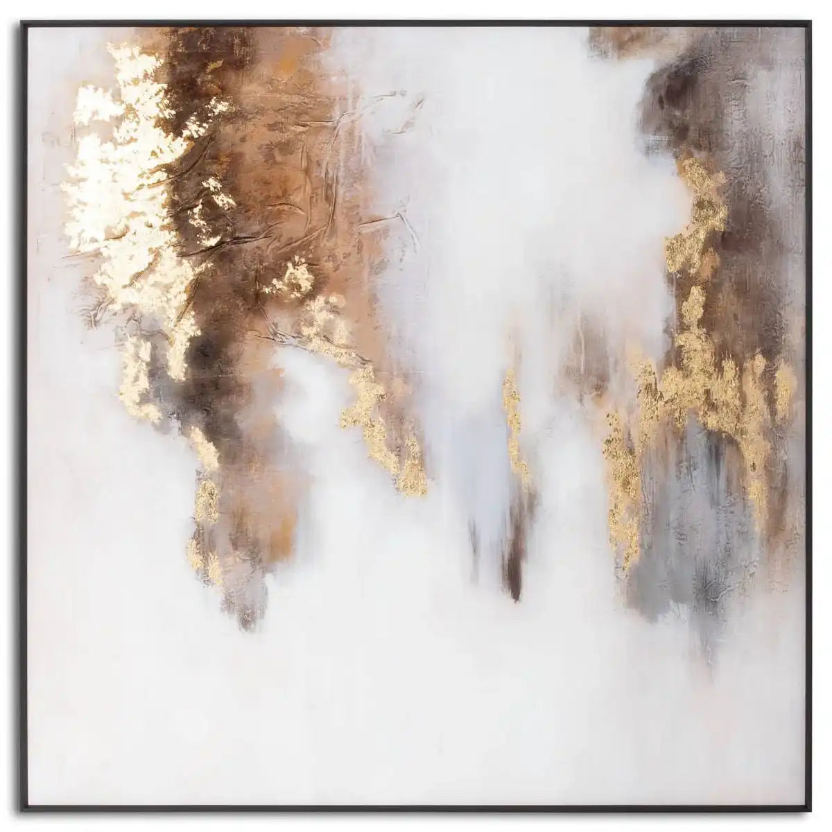 Metallic Soft Abstract Glass Image In Gold Frame - Price Crash Furniture