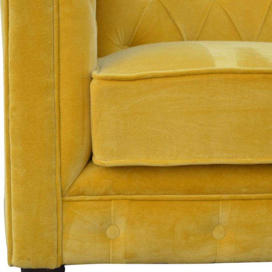 Mustard Velvet 2 Seater Chesterfield Sofa - Price Crash Furniture