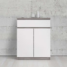 Naia Sideboard 1 Drawer 2 Doors in Concrete Grey and White High Gloss - Price Crash Furniture