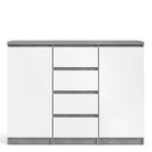 Naia Sideboard 4 Drawers 2 Doors in Concrete Grey and White High Gloss - Price Crash Furniture
