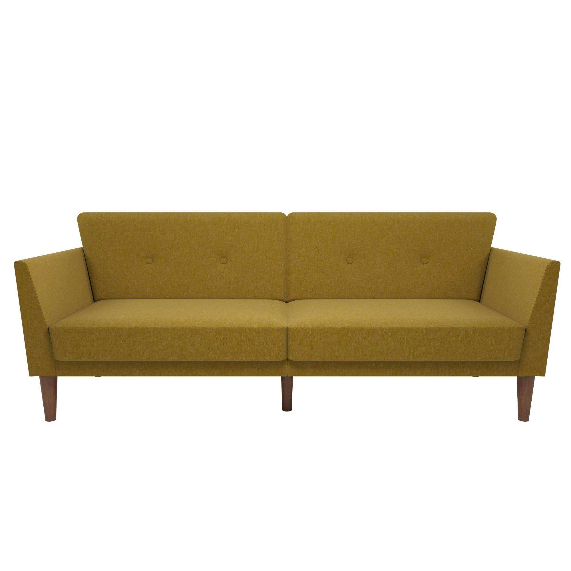 NOVOGRATZ Regal Futon Sofa Bed - Linen - Mustard - Price Crash Furniture