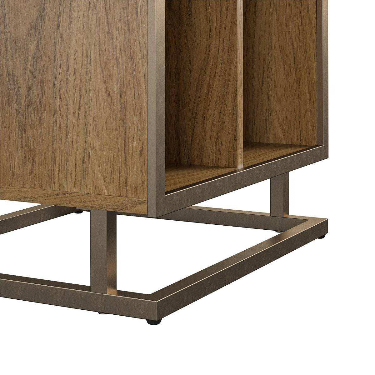 Novogratz Regal Turntable Stand in light walnut woodgrain finish - Price Crash Furniture