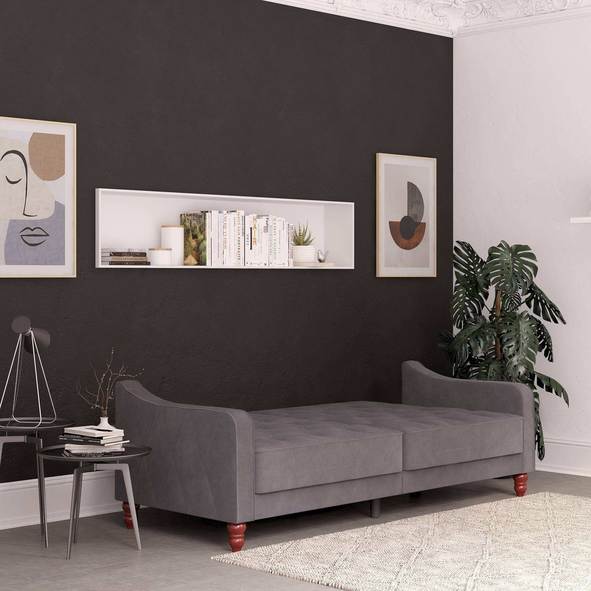 NOVOGRATZ Vintage Tufted Futon Grey Velvet - Price Crash Furniture