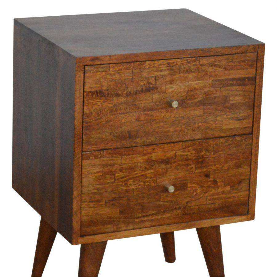 Patchwork Pattern Coffee Table in Chestnut-effect Mango Wood - Price Crash Furniture