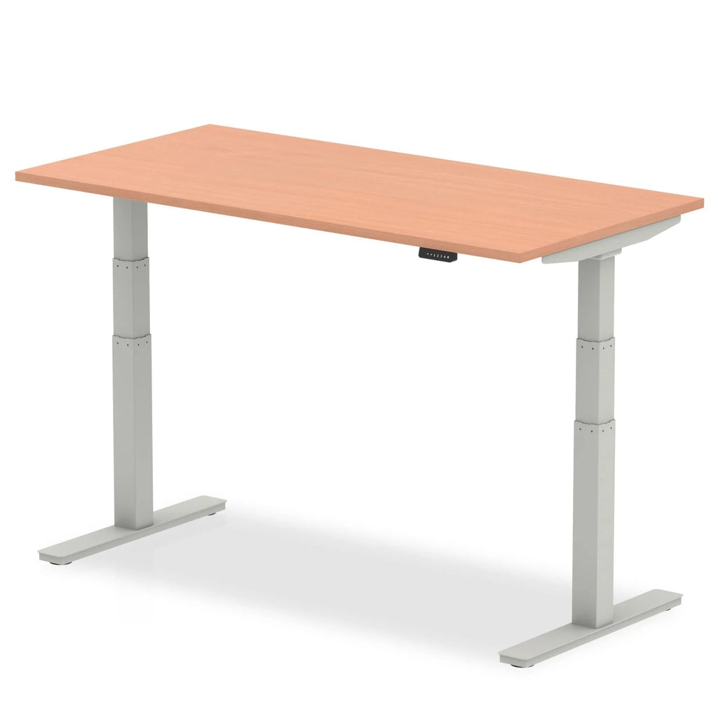 Air 800mm Height Adjustable Office Desk Beech Top Silver Leg - Price Crash Furniture