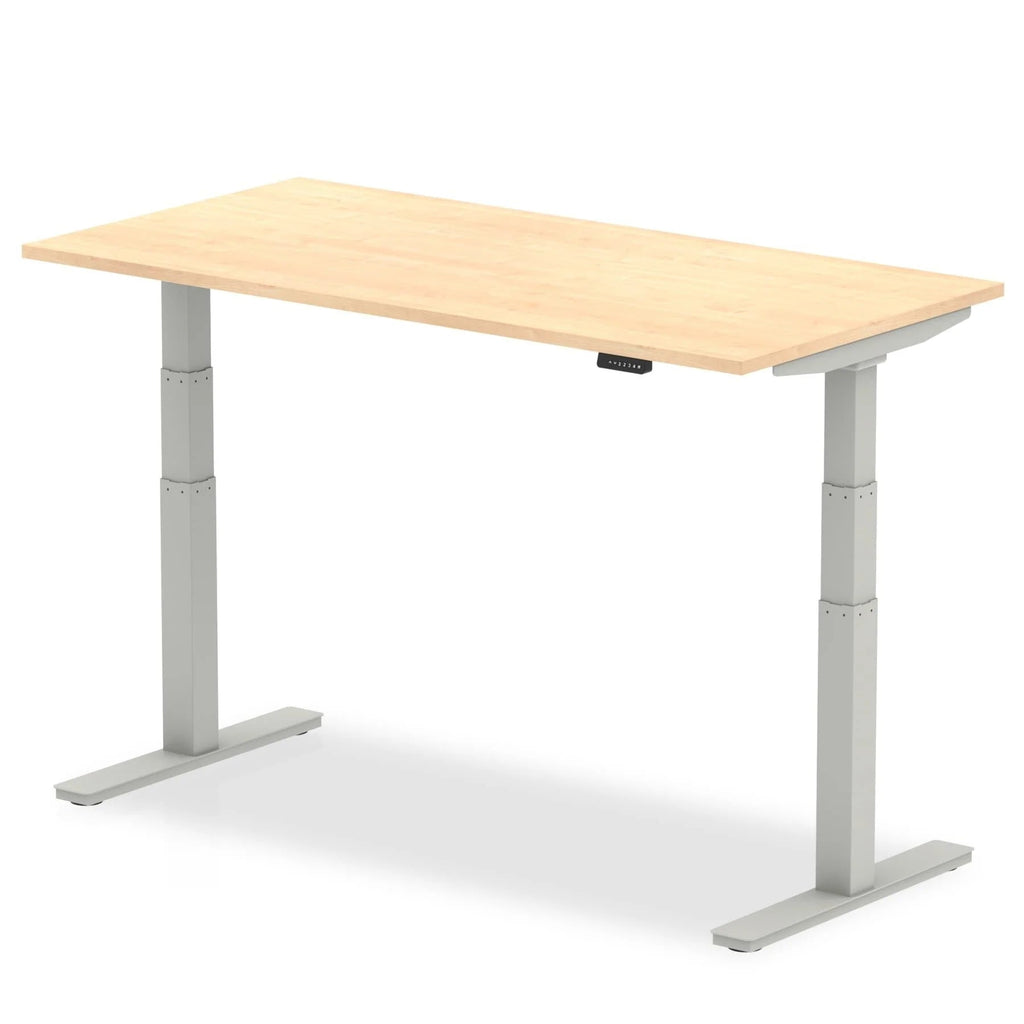 Air 800mm Height Adjustable Office Desk Maple Top Silver Leg - Price Crash Furniture