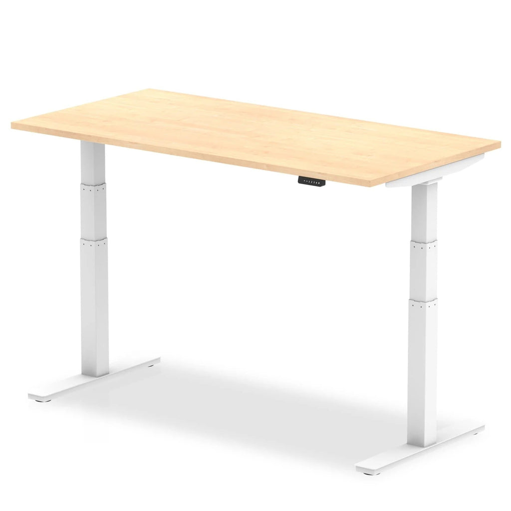 Air 800mm Height Adjustable Office Desk Maple Top White Leg - Price Crash Furniture