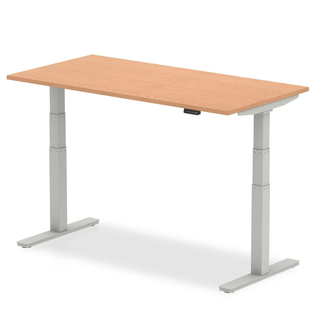 Air 800mm Height Adjustable Office Desk Oak Top Silver Leg - Price Crash Furniture