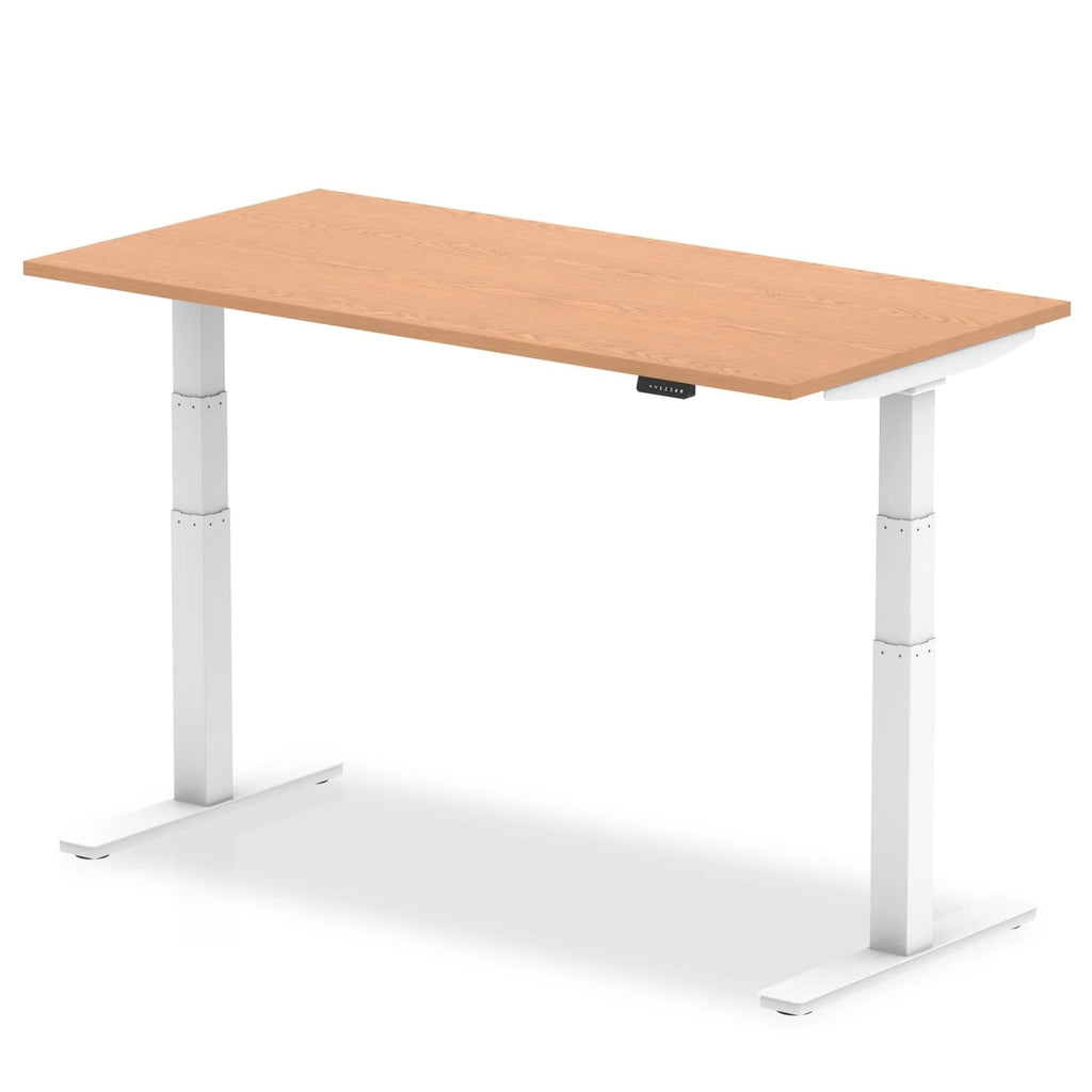 Air 800mm Height Adjustable Office Desk Oak Top White Leg - Price Crash Furniture