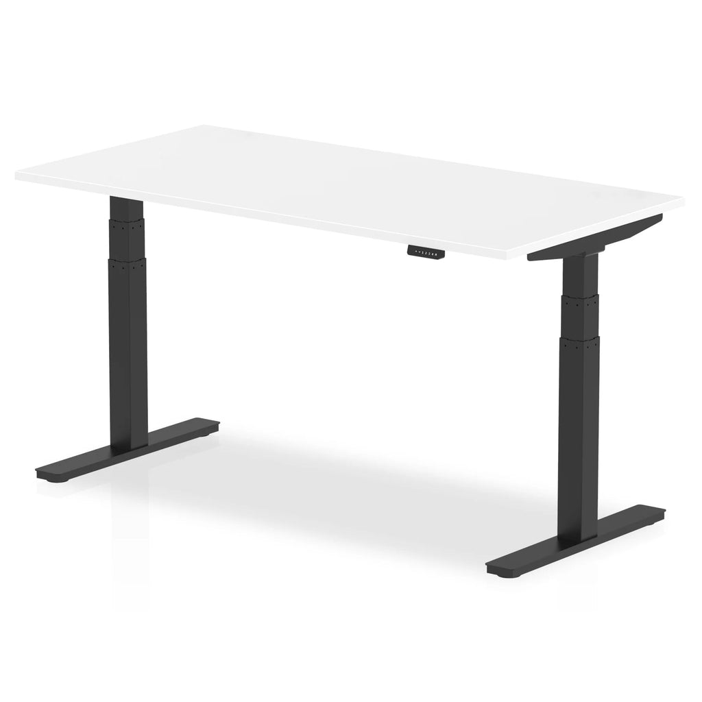 Air 800mm Height Adjustable Office Desk White Top Black Leg - Price Crash Furniture