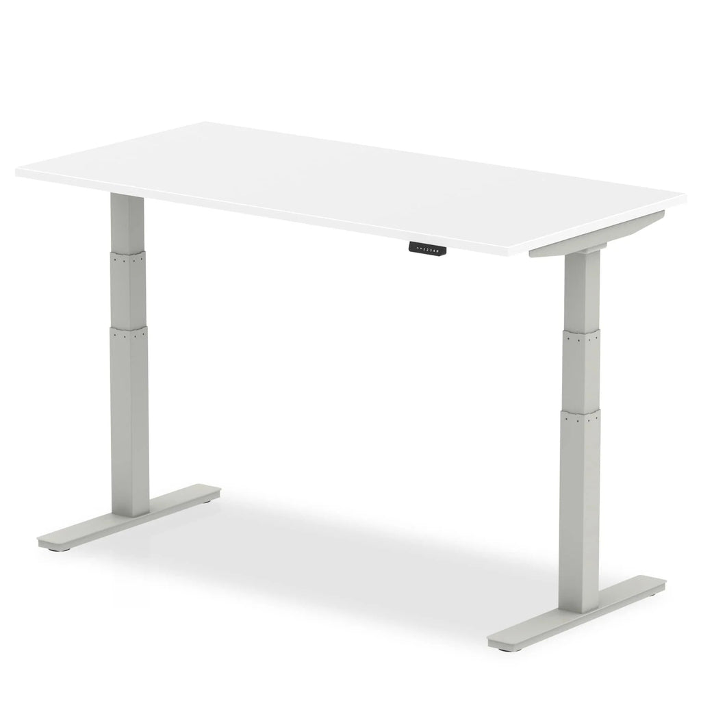 Air 800mm Height Adjustable Office Desk White Top Silver Leg - Price Crash Furniture