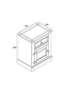 Corona Core Products 1 Door, 1 Drawer Bedside Cabinet in Pine - Price Crash Furniture