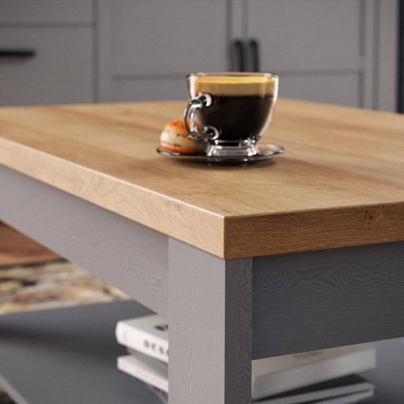 Bohol Coffee Table with Shelf In Riviera Oak/Grey Oak - Price Crash Furniture