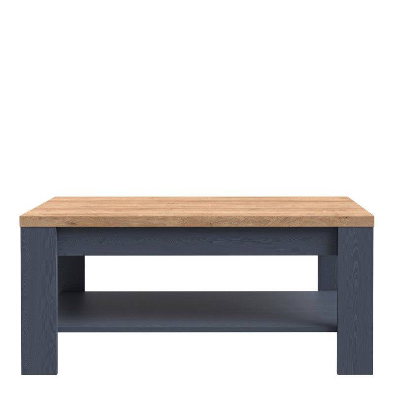 Bohol Storage Coffee Table with Shelf In Riviera Oak and Navy - Price Crash Furniture