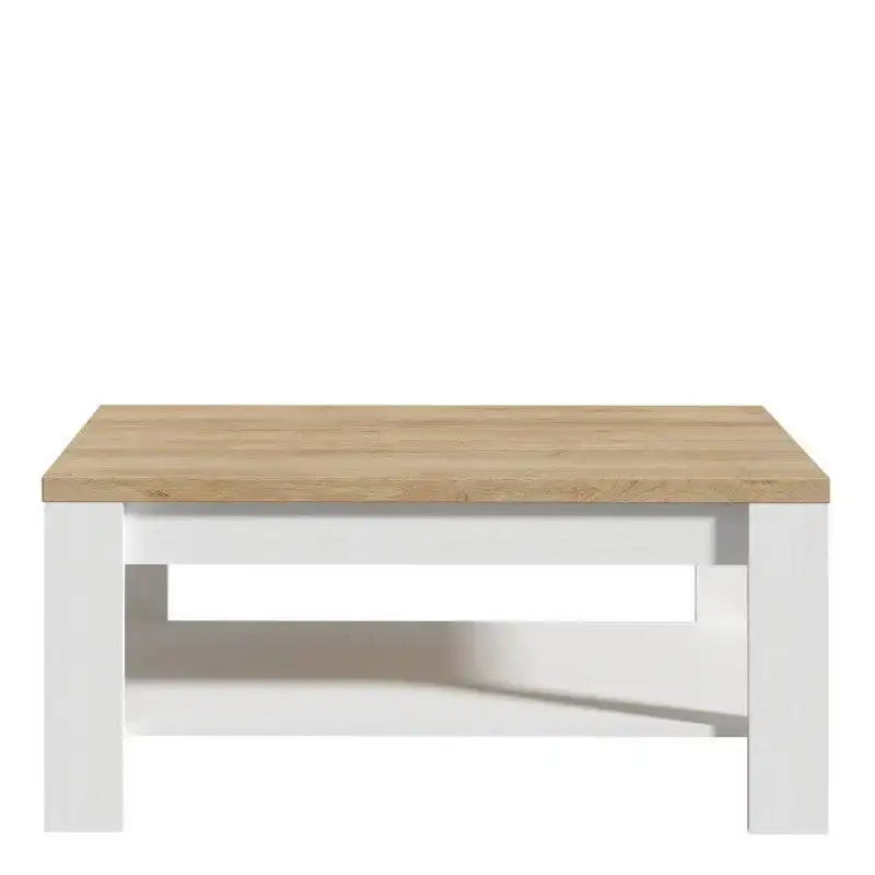 Bohol Coffee Table with Shelf In Riviera Oak & White - Price Crash Furniture