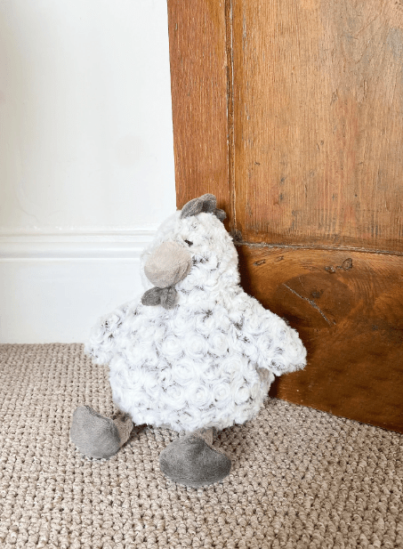Curled Fur Fabric Grey Chicken Doorstop - Price Crash Furniture