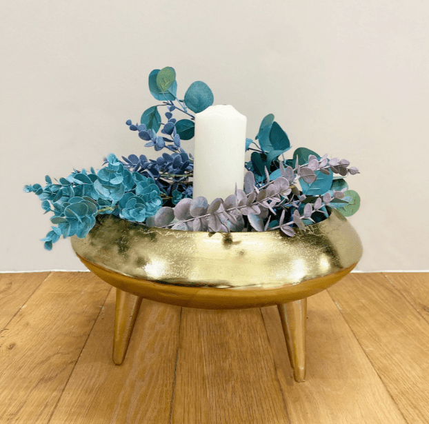Gold Metal Planter/Bowl With Feet 39cm - Price Crash Furniture