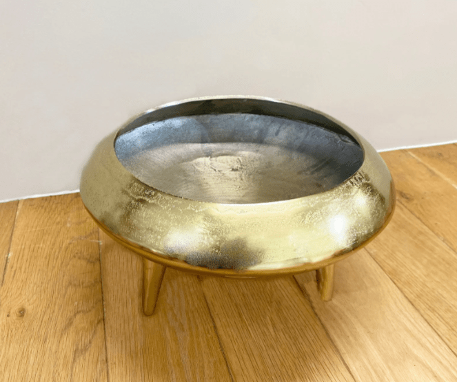Gold Metal Planter/Bowl With Feet 39cm - Price Crash Furniture