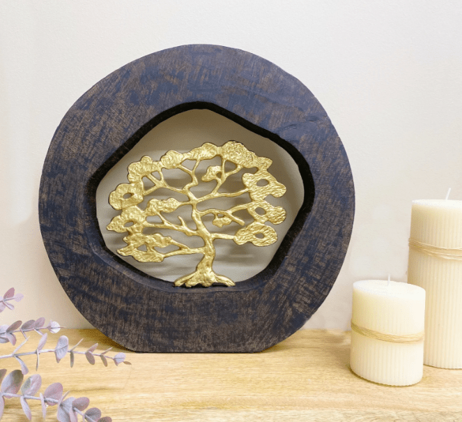 Gold Tree In Log Decoration - Price Crash Furniture