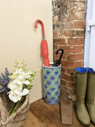 Green And White Diamond Print Umbrella Stand - Price Crash Furniture