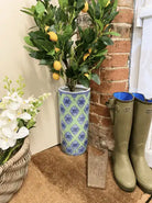 Green And White Diamond Print Umbrella Stand - Price Crash Furniture