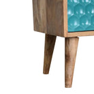 Honeycomb Carved Teal Bedside with Open Slot by Artisan Furniture - Price Crash Furniture