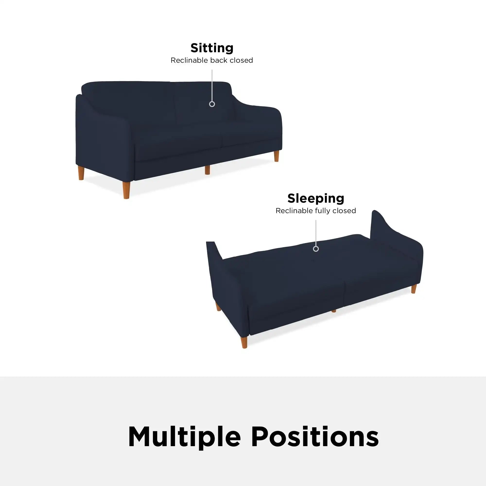 Jasper Sprung Sofa Bed - Navy Blue Linen by Dorel - Price Crash Furniture