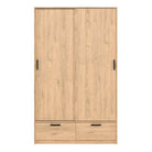 Line Wardrobe With 2 Doors + 2 Drawers In Jackson Hickory Oak - Price Crash Furniture