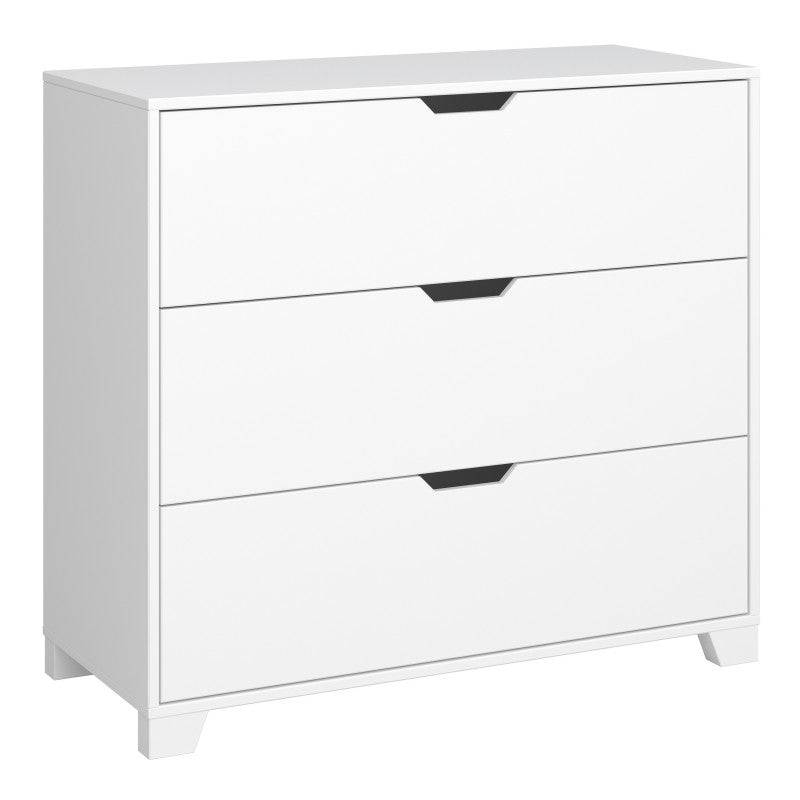 Loke 3 Drawer Chest Of Drawers In Pure White - Price Crash Furniture