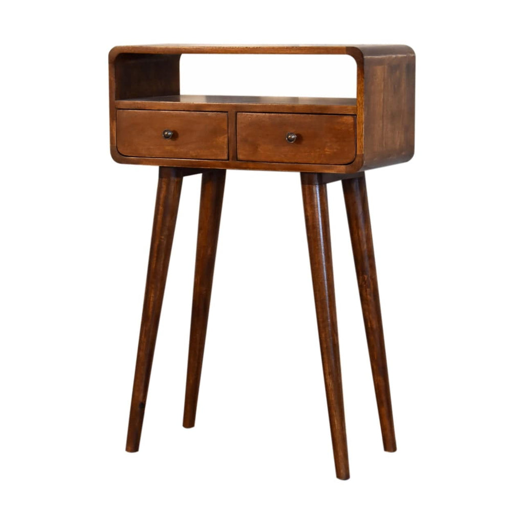Mini Chestnut Curved Console Table by Artisan Furniture - Price Crash Furniture