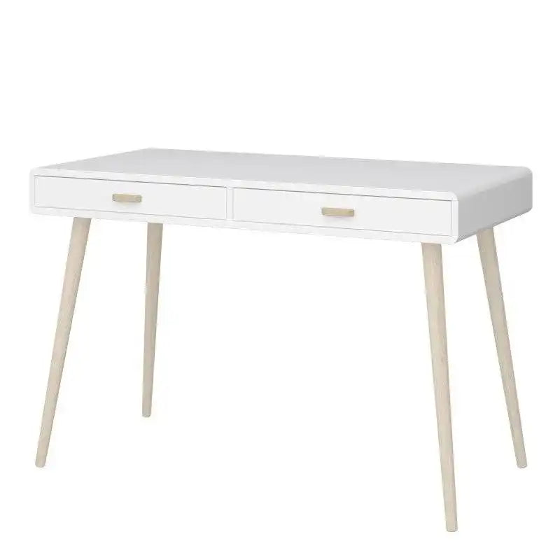 Mino Home Office Writing Desk With 2 Drawers In Pure White - Price Crash Furniture