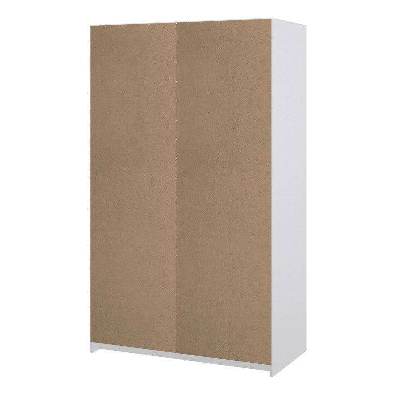 Naia Wardrobe with 1 Sliding door + 1 door + 3 drawers in White High Gloss - Price Crash Furniture