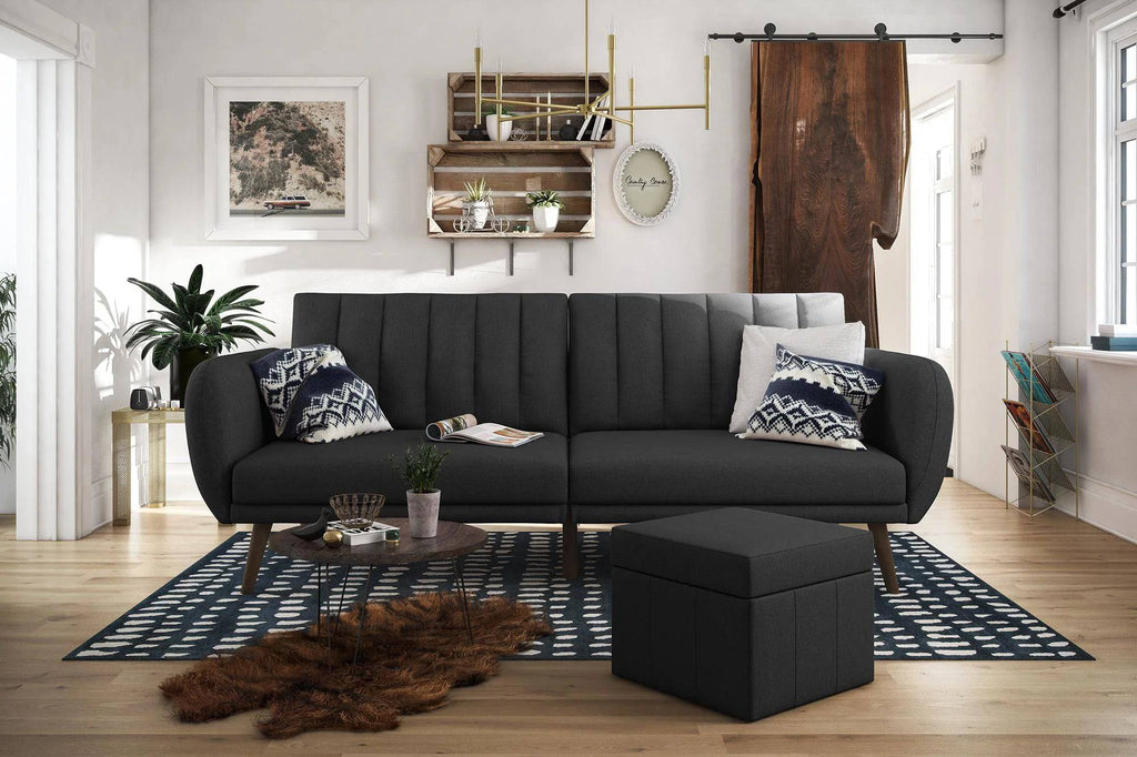 NOVOGRATZ Brittany Sofa Bed Wooden Legs - Linen - Dark Grey - Price Crash Furniture
