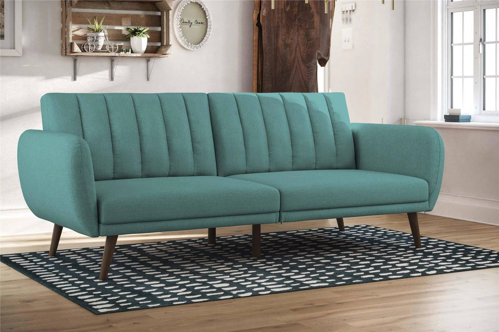 NOVOGRATZ Brittany Sofa Bed Wooden Legs - Linen - Light Blue - Price Crash Furniture