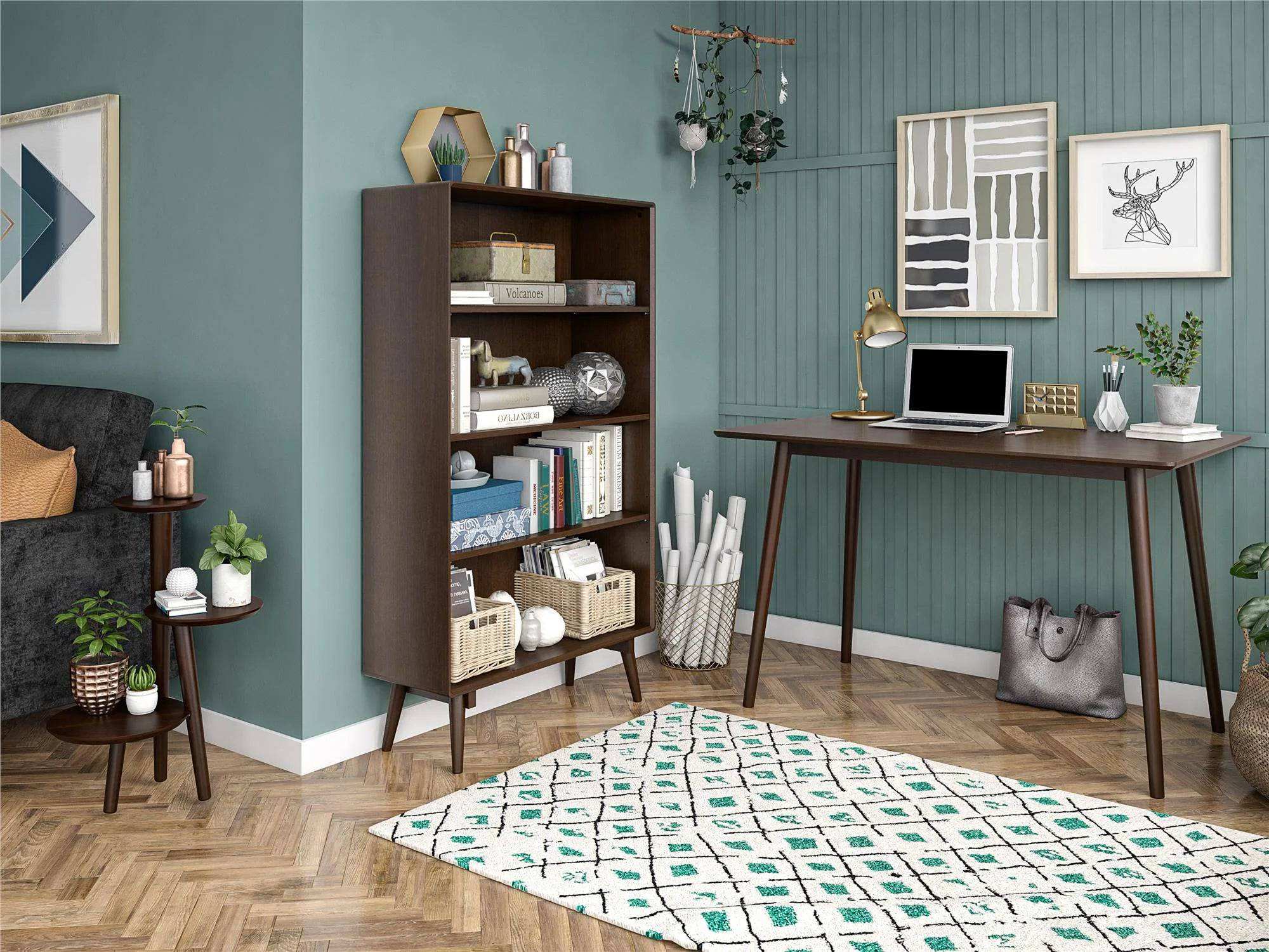 NOVOGRATZ (UK) Brittany 4 Shelf Bookcase Walnut - Price Crash Furniture