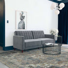 Pin Tufted Transitional Sofa Bed in Grey Velvet - Price Crash Furniture