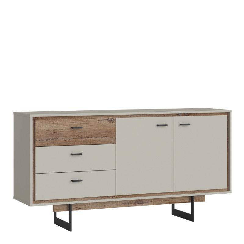 Rivero 2 Door 3 Drawer Sideboard Buffet Unit In Grey And Oak - Price Crash Furniture