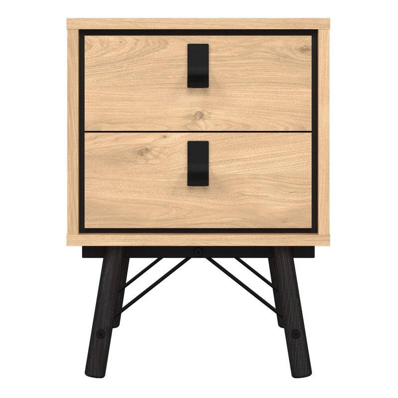 Ry Bedside cabinet 2 drawer Jackson Hickory Oak - Price Crash Furniture