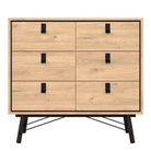 Ry Small Double Chest of Drawers 6 Drawers in Jackson Hickory Oak - Price Crash Furniture