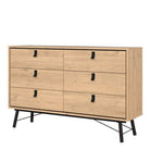 Ry Wide Double Chest of Drawers 6 Drawers in Jackson Hickory Oak - Price Crash Furniture