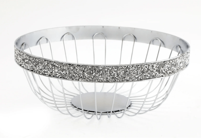 Scatter Gem Sparkly Silver Wire Bowl - Price Crash Furniture