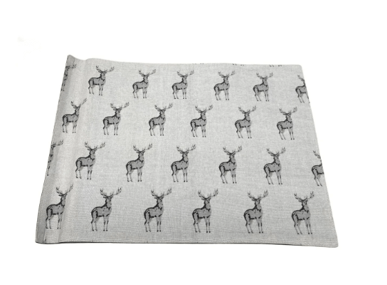 Set of 2 Grey Stag Print Fabric Place Mats - Price Crash Furniture