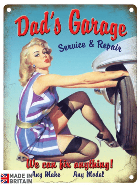 Small Metal Sign 45 x 37.5cm Vintage Retro Dad's Garage - Price Crash Furniture