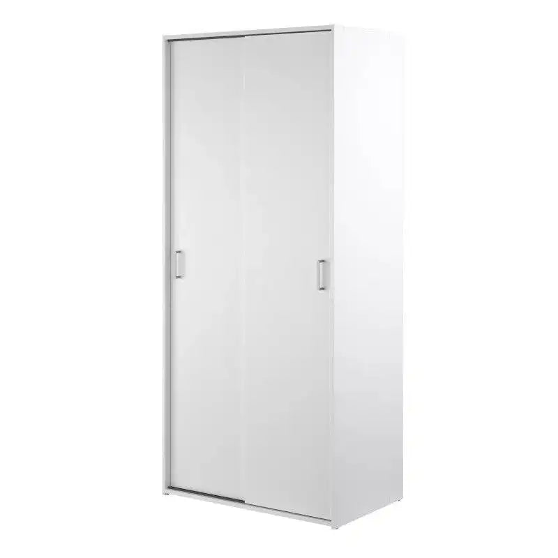 Space Tall Narrow Wardrobe - 2 Sliding Doors In White 1750 - Price Crash Furniture