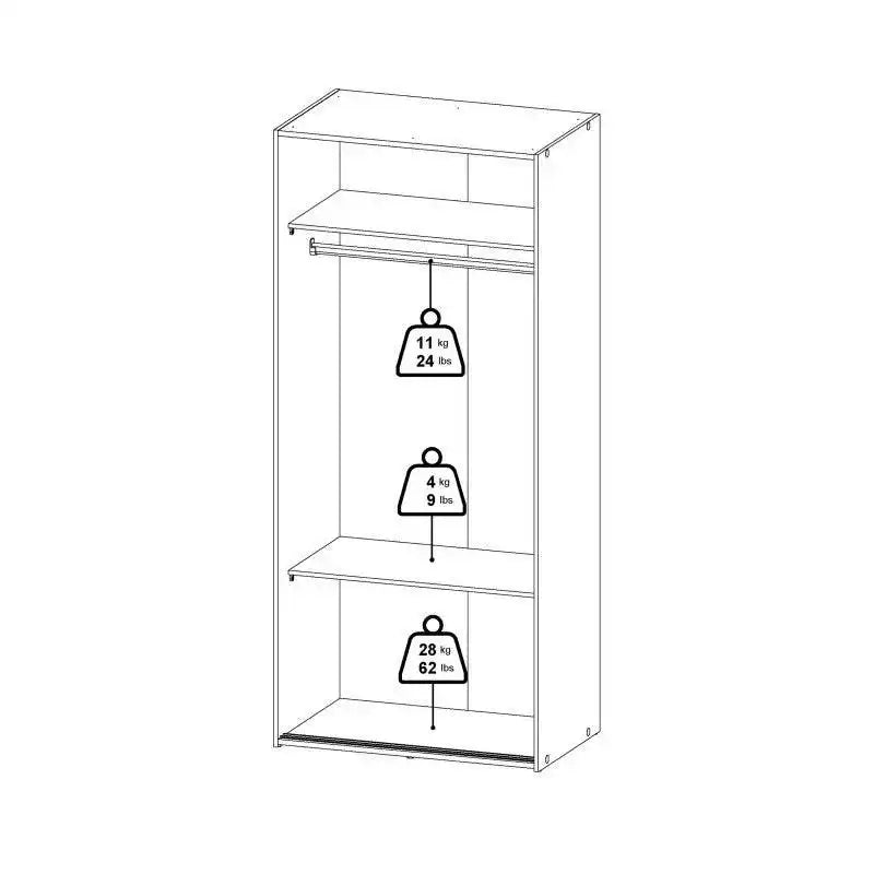 Space Tall Narrow Wardrobe - 2 Sliding Doors In White 1750 - Price Crash Furniture