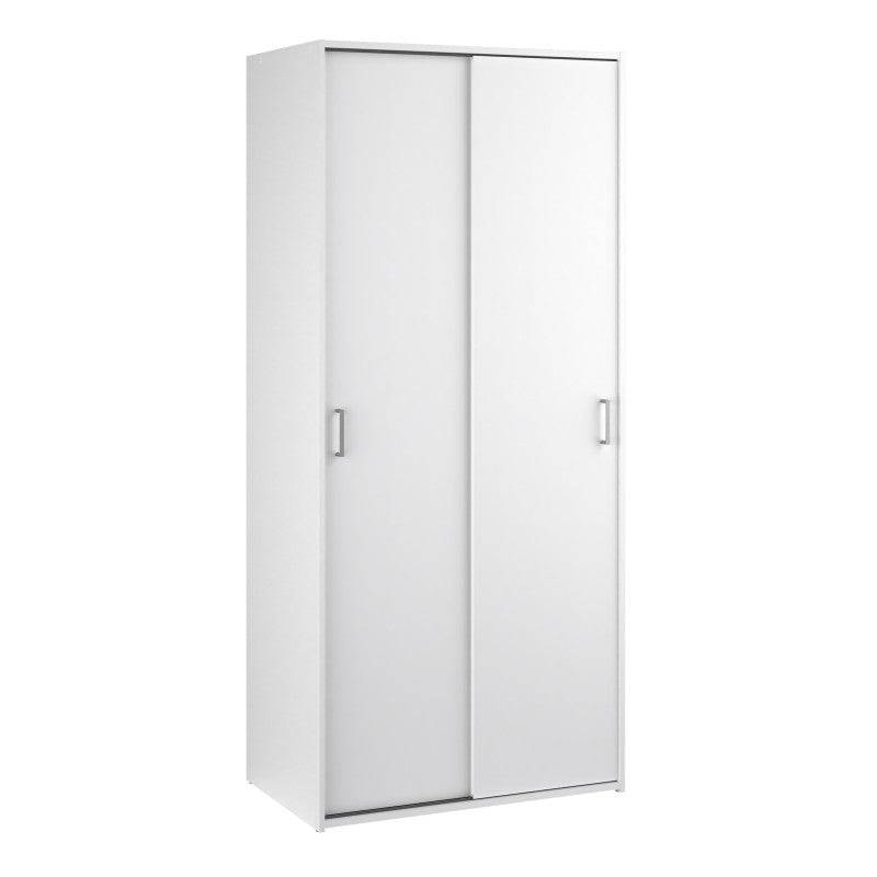 Space Tall Narrow Wardrobe - 2 Sliding Doors In White 1750 - Price Crash Furniture