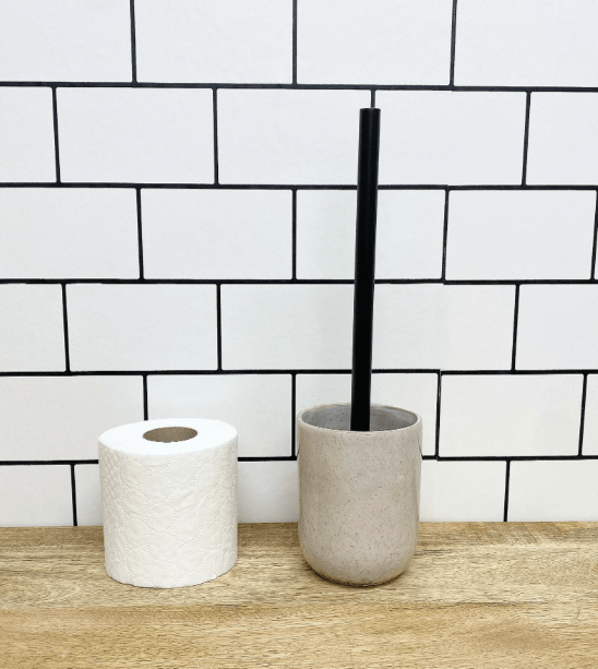 Taupe Ceramic Toilet Brush Holder - Price Crash Furniture
