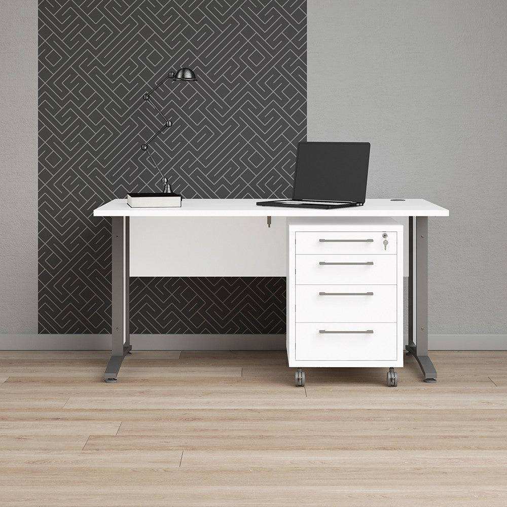 Prima Desk 150 cm in White with Silver Grey Steel Legs - Price Crash Furniture