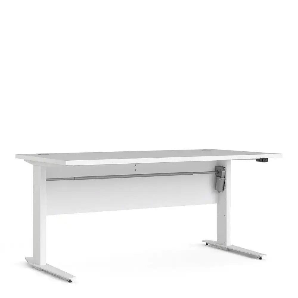 Prima Desk 150 cm with Electric Height Adjust for Standing or Sitting with White Legs in White - Price Crash Furniture
