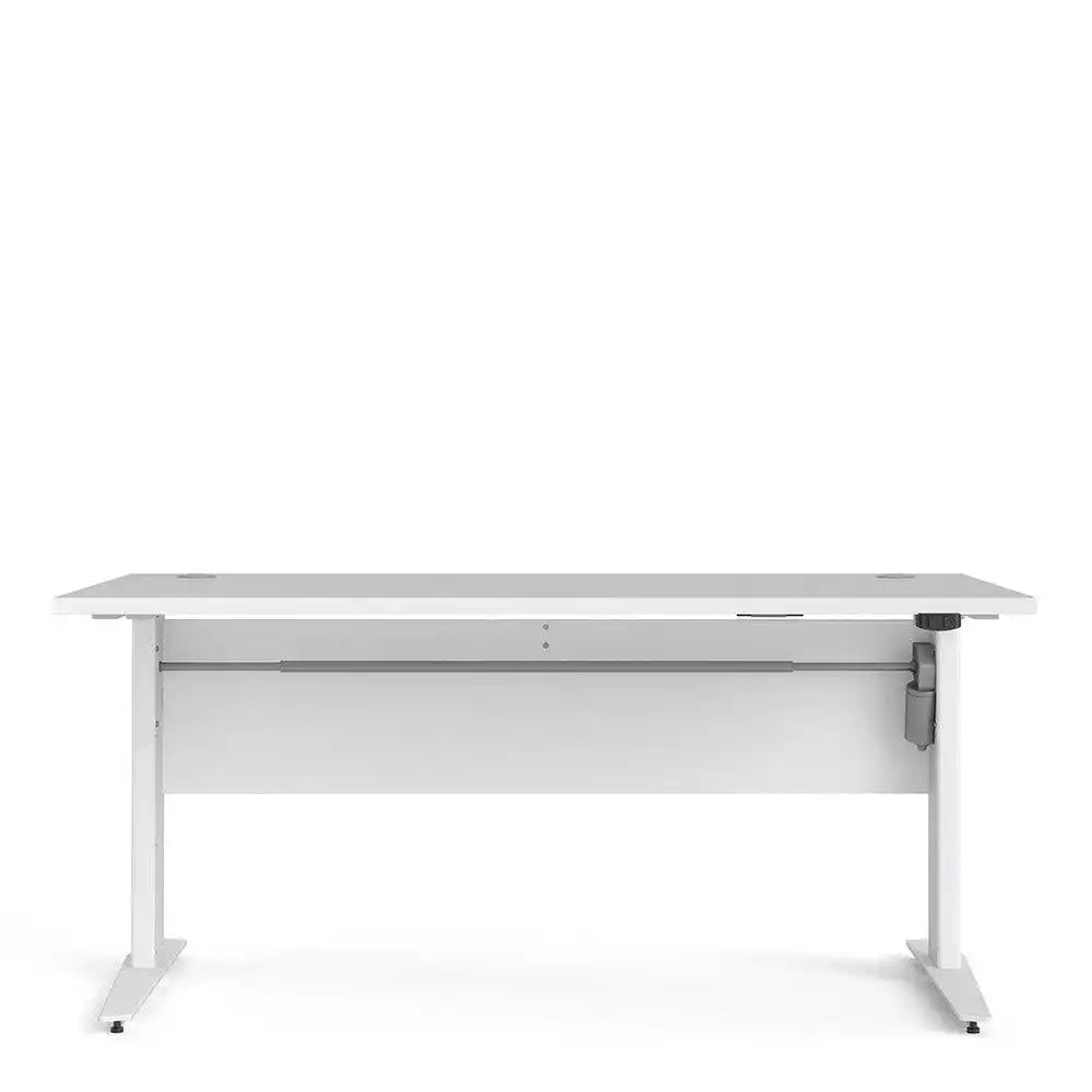 Prima Desk 150 cm with Electric Height Adjust for Standing or Sitting with White Legs in White - Price Crash Furniture